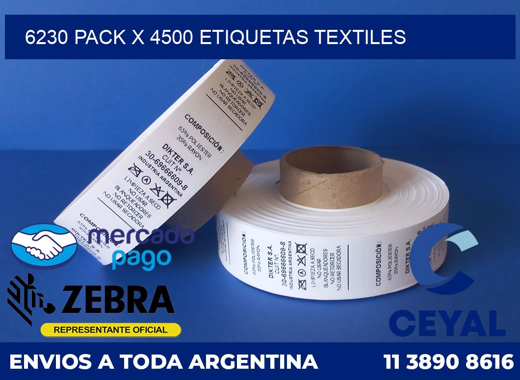 6230 PACK X 4500 ETIQUETAS TEXTILES