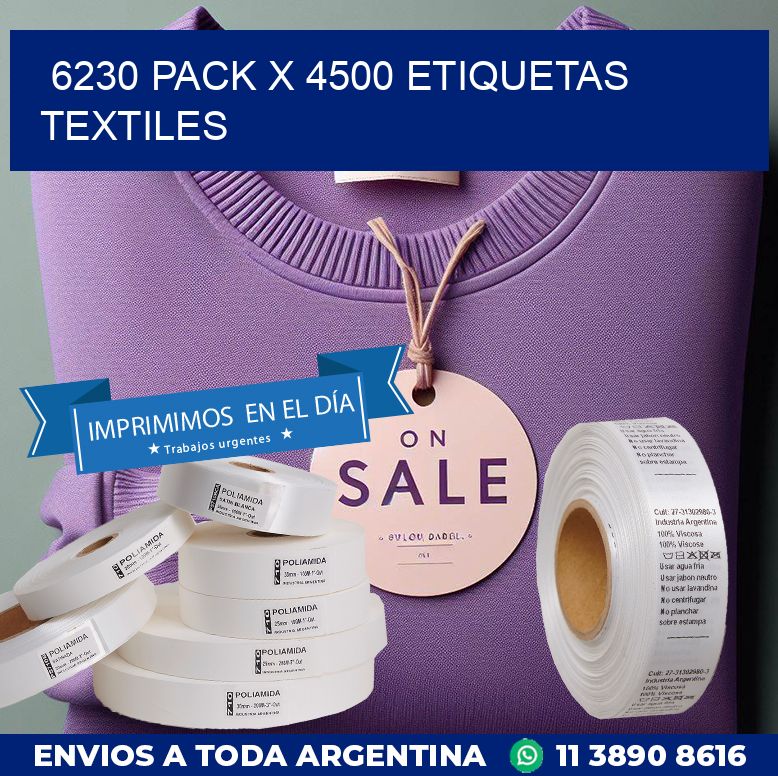 6230 PACK X 4500 ETIQUETAS TEXTILES