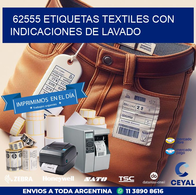 62555 ETIQUETAS TEXTILES CON INDICACIONES DE LAVADO
