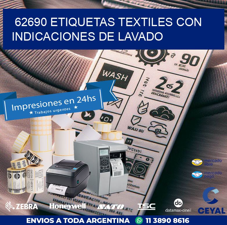 62690 ETIQUETAS TEXTILES CON INDICACIONES DE LAVADO