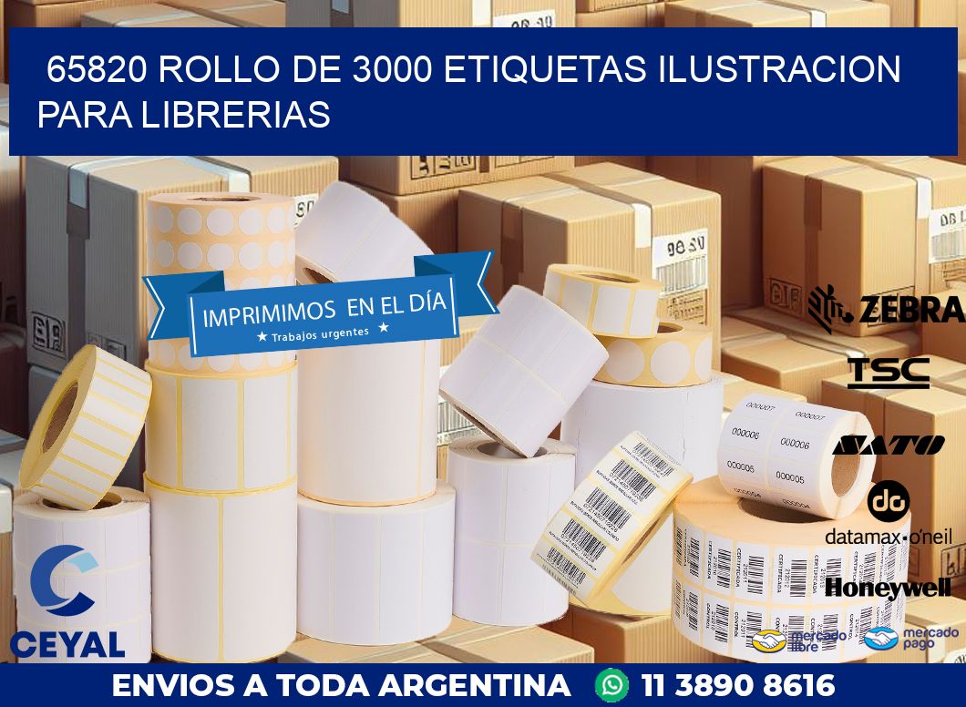 65820 ROLLO DE 3000 ETIQUETAS ILUSTRACION PARA LIBRERIAS