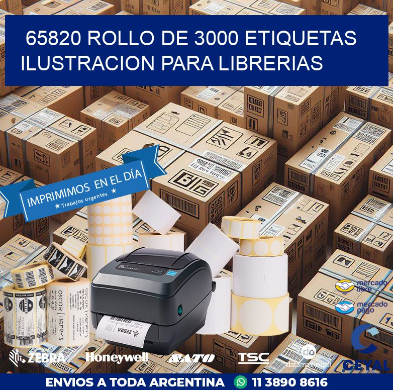 65820 ROLLO DE 3000 ETIQUETAS ILUSTRACION PARA LIBRERIAS