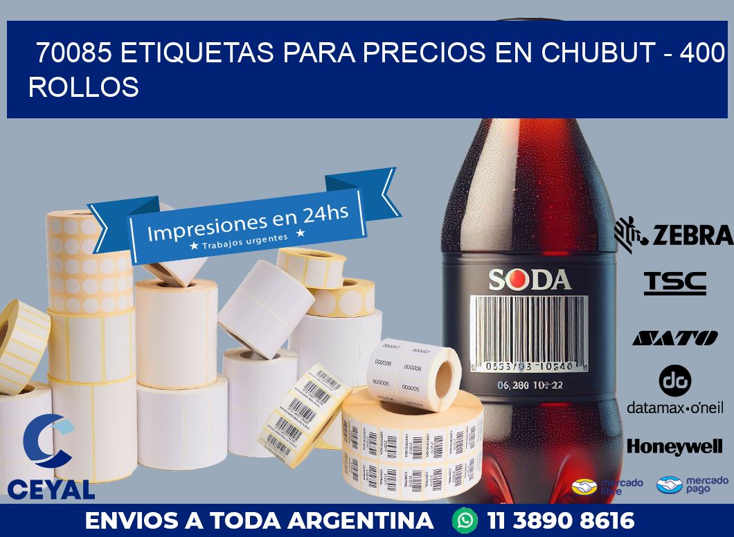 70085 ETIQUETAS PARA PRECIOS EN CHUBUT – 400 ROLLOS