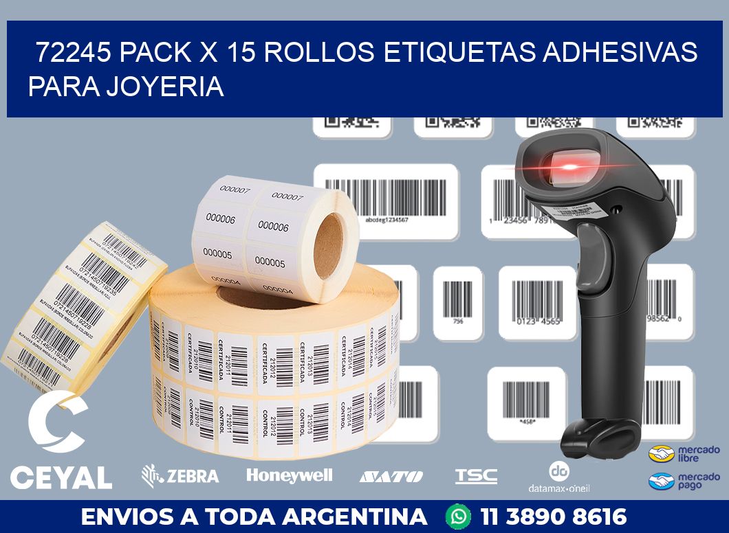 72245 PACK X 15 ROLLOS ETIQUETAS ADHESIVAS PARA JOYERIA