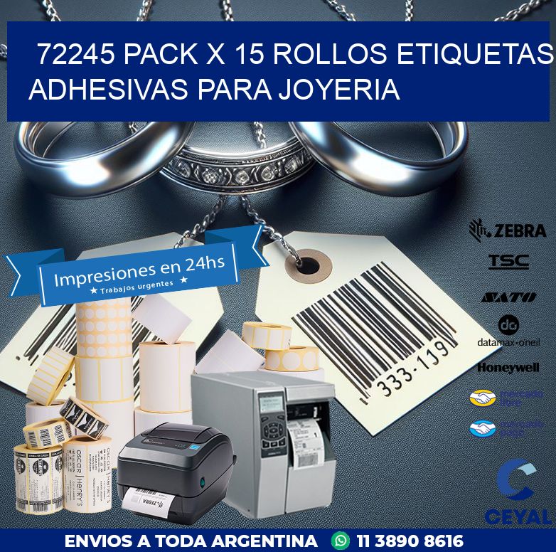 72245 PACK X 15 ROLLOS ETIQUETAS ADHESIVAS PARA JOYERIA