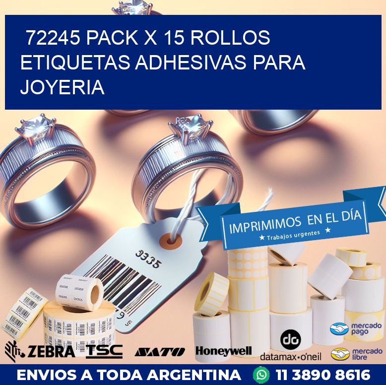 72245 PACK X 15 ROLLOS ETIQUETAS ADHESIVAS PARA JOYERIA