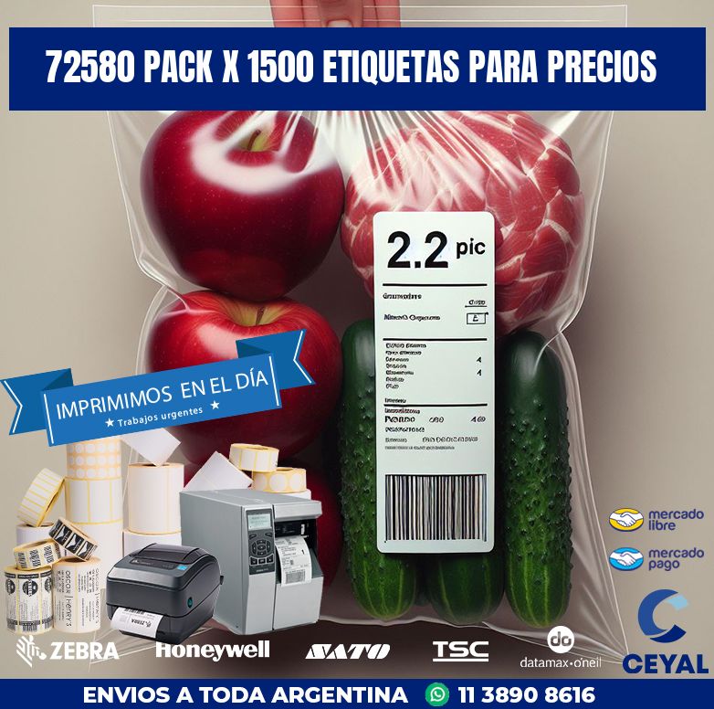 72580 PACK X 1500 ETIQUETAS PARA PRECIOS