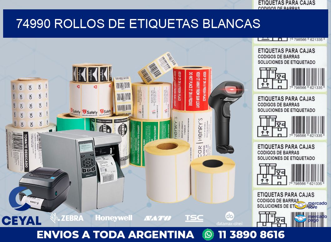 74990 ROLLOS DE ETIQUETAS BLANCAS
