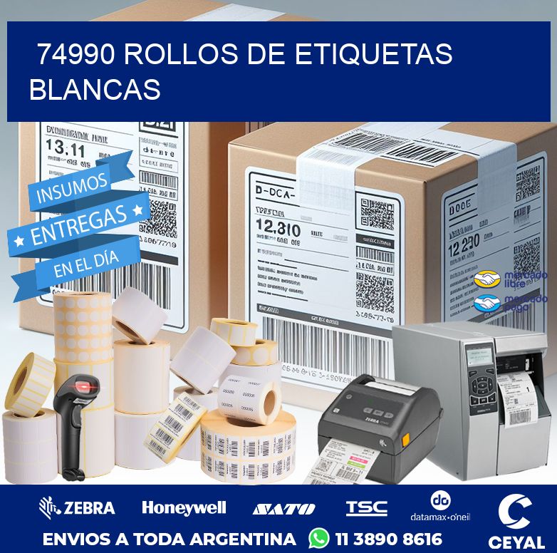 74990 ROLLOS DE ETIQUETAS BLANCAS