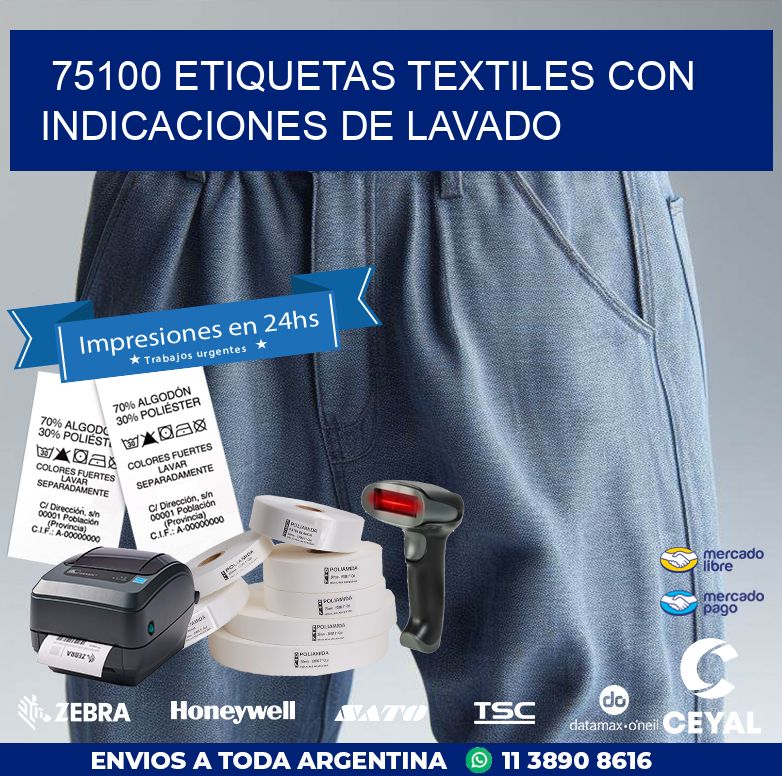 75100 ETIQUETAS TEXTILES CON INDICACIONES DE LAVADO