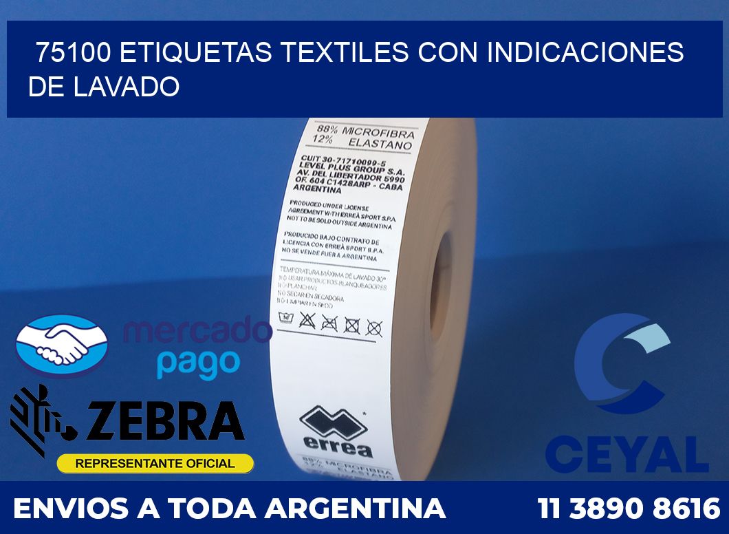 75100 ETIQUETAS TEXTILES CON INDICACIONES DE LAVADO