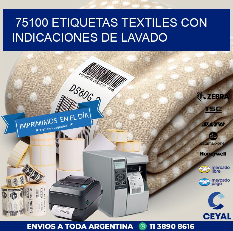 75100 ETIQUETAS TEXTILES CON INDICACIONES DE LAVADO