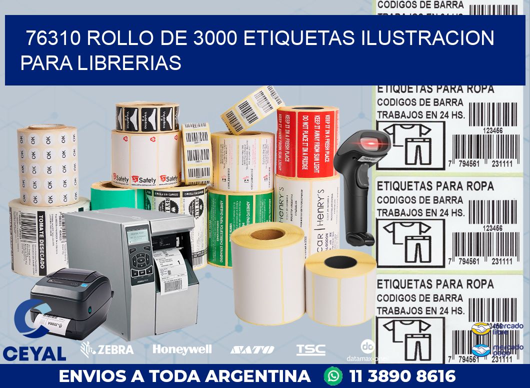 76310 ROLLO DE 3000 ETIQUETAS ILUSTRACION PARA LIBRERIAS