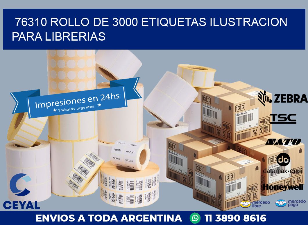 76310 ROLLO DE 3000 ETIQUETAS ILUSTRACION PARA LIBRERIAS