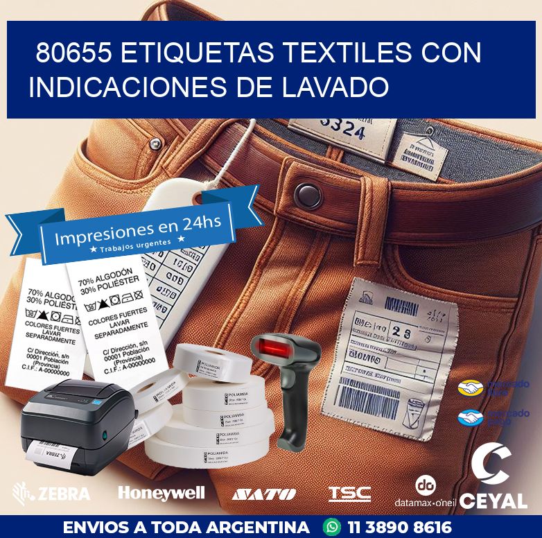 80655 ETIQUETAS TEXTILES CON INDICACIONES DE LAVADO
