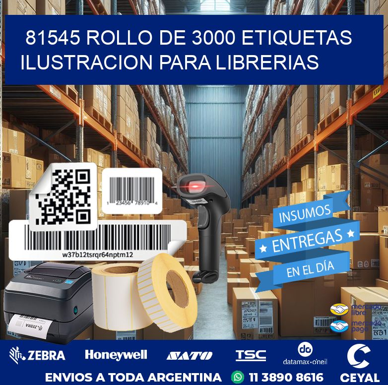 81545 ROLLO DE 3000 ETIQUETAS ILUSTRACION PARA LIBRERIAS