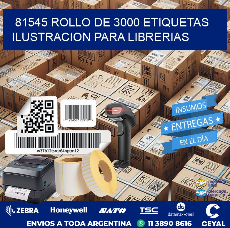 81545 ROLLO DE 3000 ETIQUETAS ILUSTRACION PARA LIBRERIAS