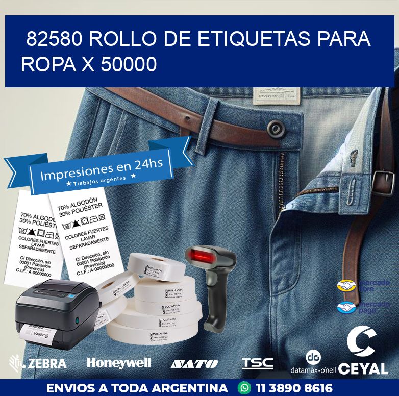 82580 ROLLO DE ETIQUETAS PARA ROPA X 50000