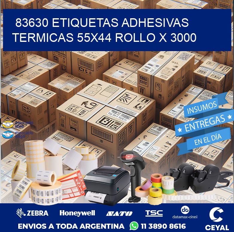 83630 ETIQUETAS ADHESIVAS TERMICAS 55X44 ROLLO X 3000