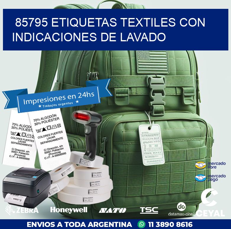 85795 ETIQUETAS TEXTILES CON INDICACIONES DE LAVADO