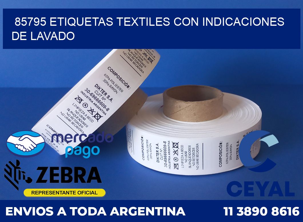 85795 ETIQUETAS TEXTILES CON INDICACIONES DE LAVADO