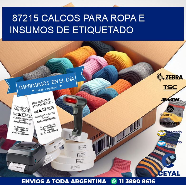 87215 CALCOS PARA ROPA E INSUMOS DE ETIQUETADO