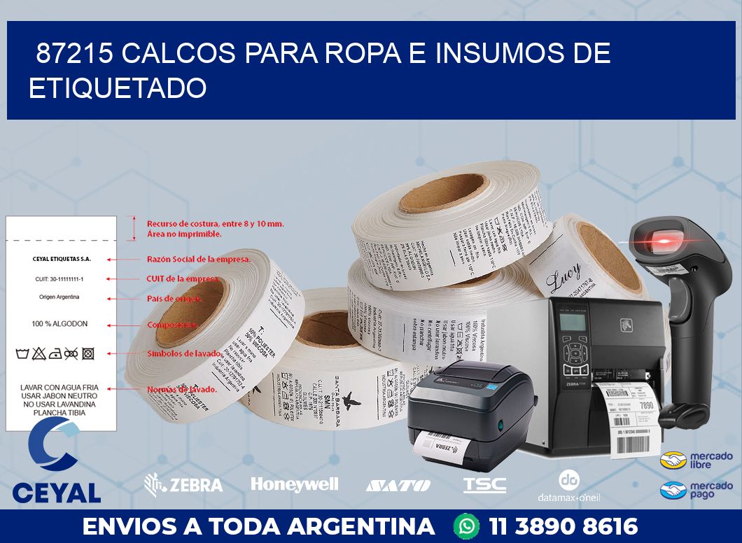 87215 CALCOS PARA ROPA E INSUMOS DE ETIQUETADO