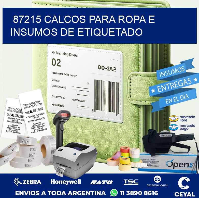 87215 CALCOS PARA ROPA E INSUMOS DE ETIQUETADO