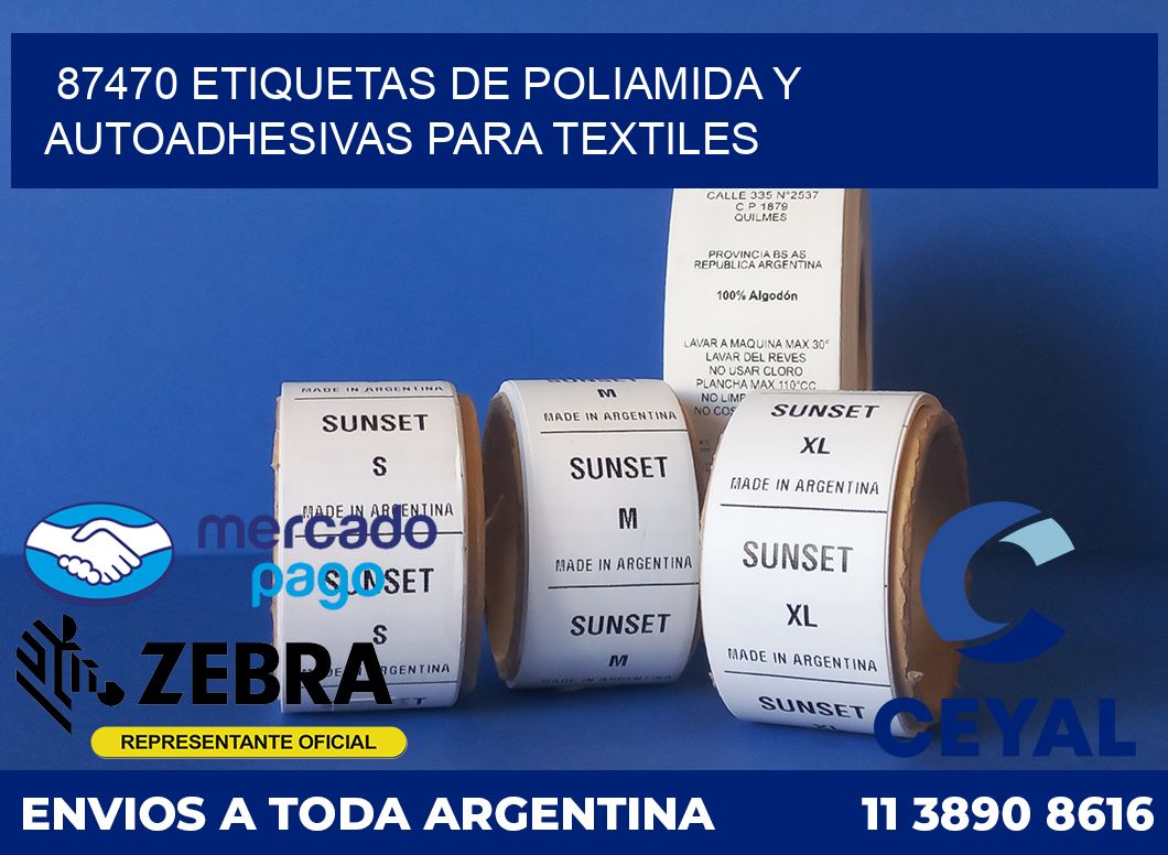 87470 ETIQUETAS DE POLIAMIDA Y AUTOADHESIVAS PARA TEXTILES