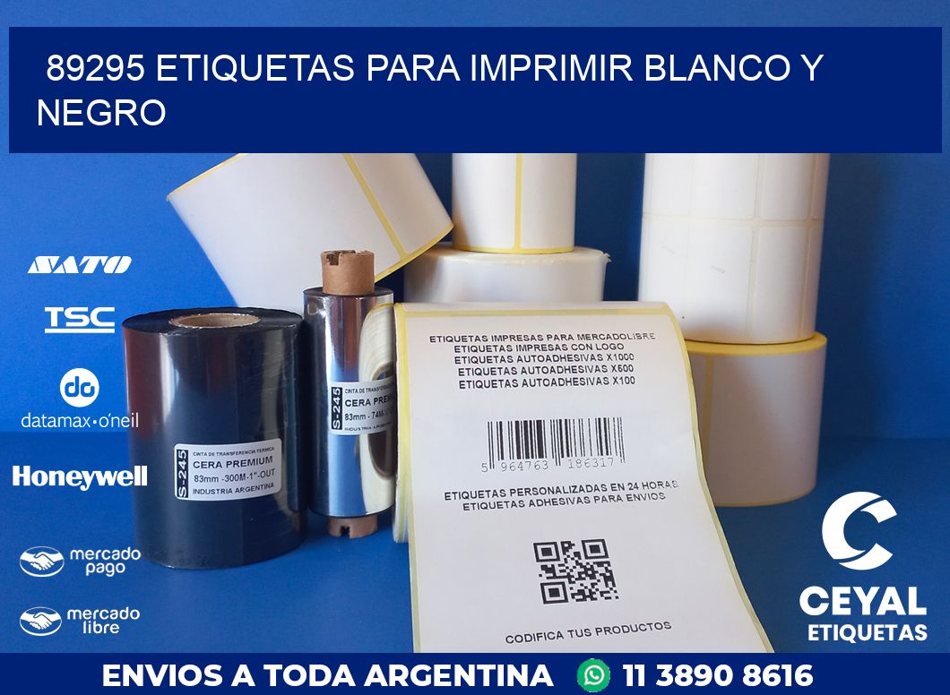 89295 ETIQUETAS PARA IMPRIMIR BLANCO Y NEGRO