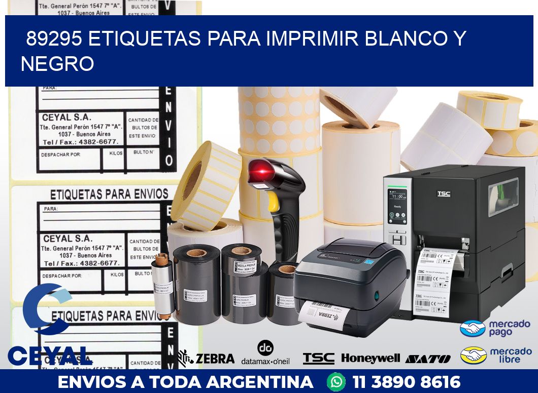 89295 ETIQUETAS PARA IMPRIMIR BLANCO Y NEGRO