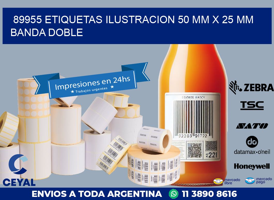 89955 ETIQUETAS ILUSTRACION 50 MM X 25 MM BANDA DOBLE