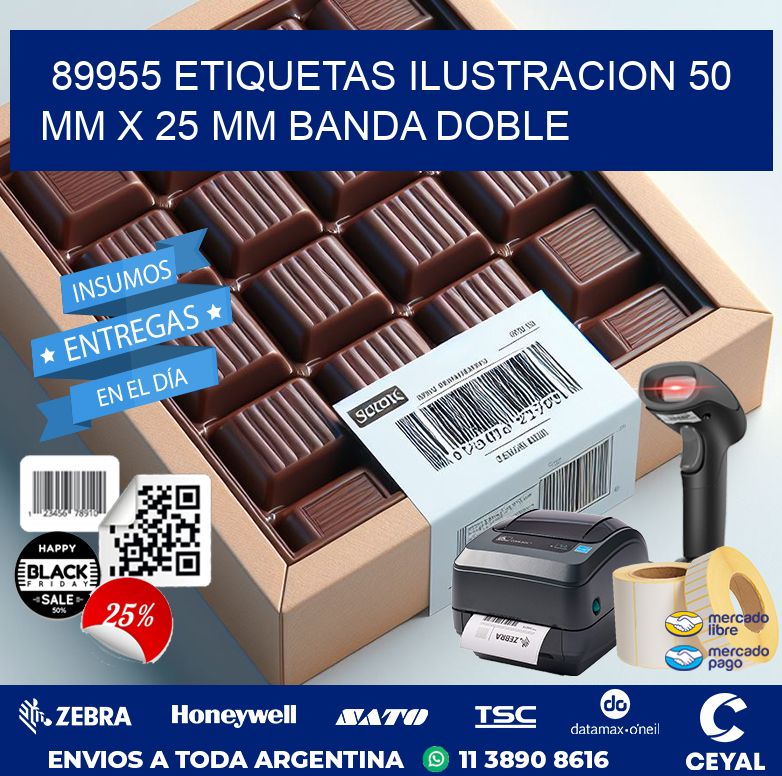 89955 ETIQUETAS ILUSTRACION 50 MM X 25 MM BANDA DOBLE