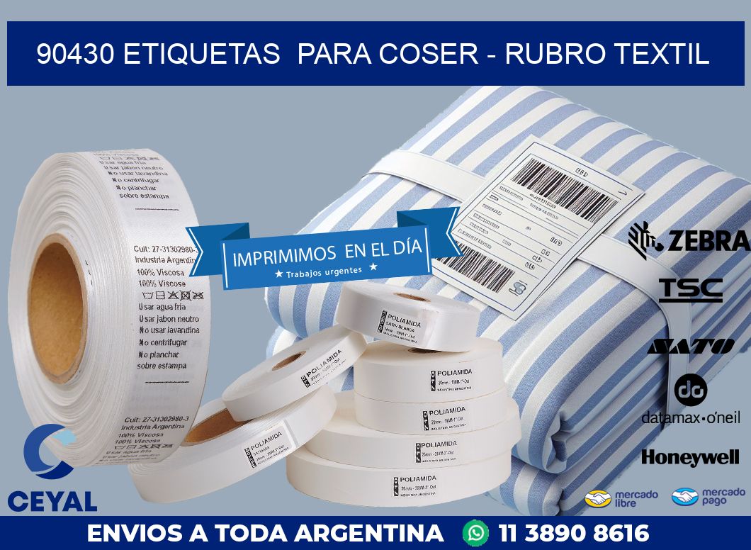 90430 ETIQUETAS  PARA COSER - RUBRO TEXTIL