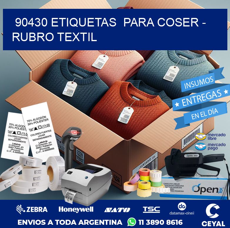 90430 ETIQUETAS  PARA COSER – RUBRO TEXTIL
