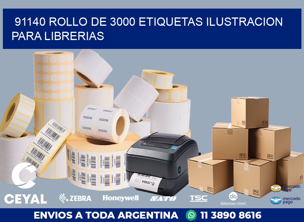 91140 ROLLO DE 3000 ETIQUETAS ILUSTRACION PARA LIBRERIAS