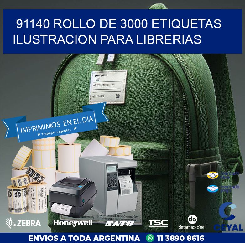 91140 ROLLO DE 3000 ETIQUETAS ILUSTRACION PARA LIBRERIAS