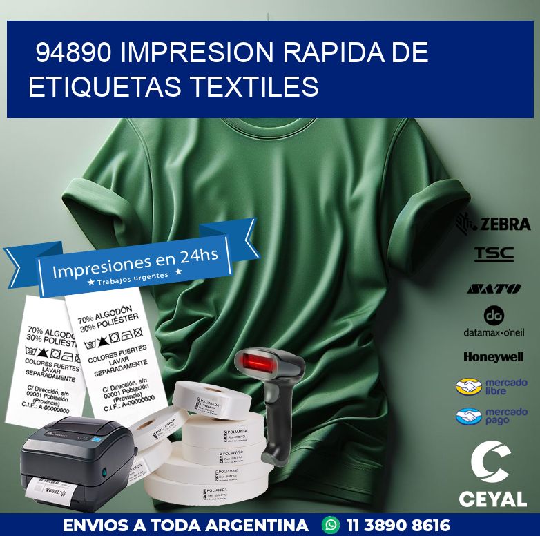 94890 IMPRESION RAPIDA DE ETIQUETAS TEXTILES