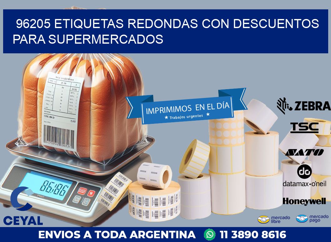96205 ETIQUETAS REDONDAS CON DESCUENTOS PARA SUPERMERCADOS