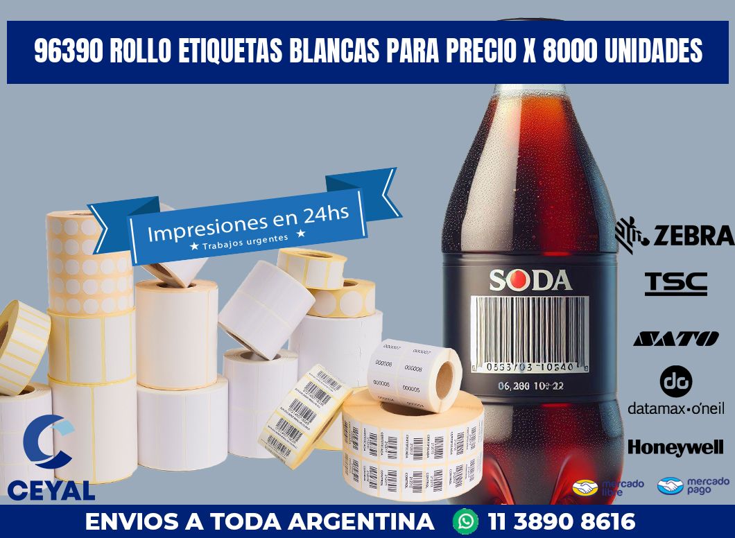 96390 ROLLO ETIQUETAS BLANCAS PARA PRECIO X 8000 UNIDADES