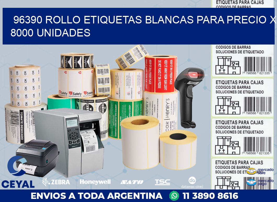 96390 ROLLO ETIQUETAS BLANCAS PARA PRECIO X 8000 UNIDADES