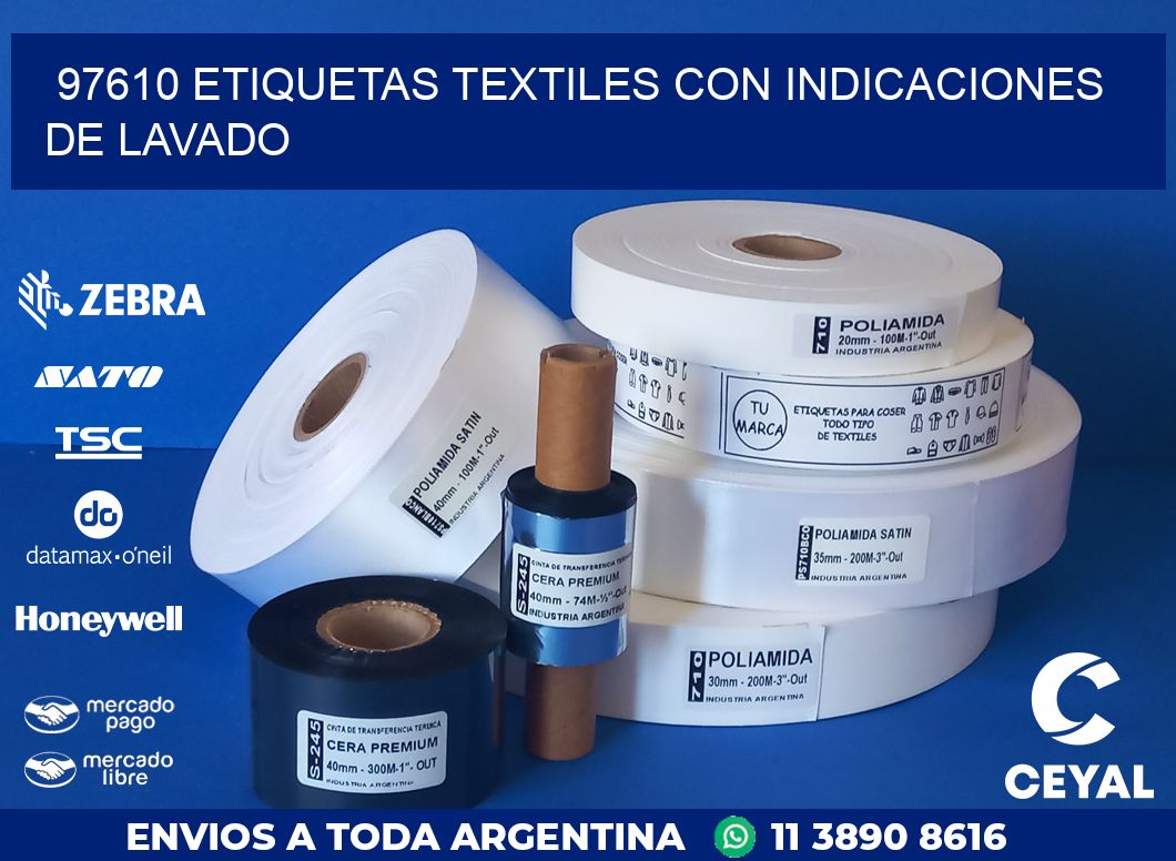 97610 ETIQUETAS TEXTILES CON INDICACIONES DE LAVADO