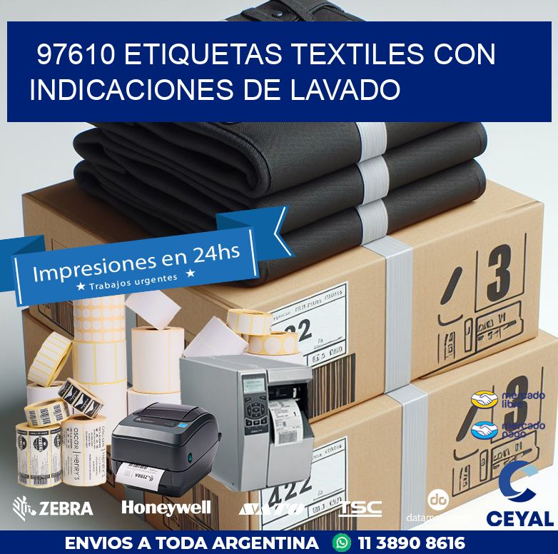 97610 ETIQUETAS TEXTILES CON INDICACIONES DE LAVADO