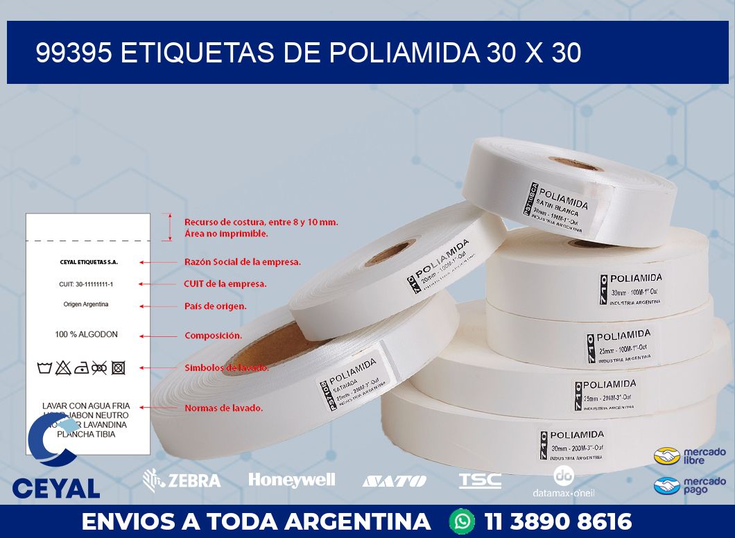 99395 ETIQUETAS DE POLIAMIDA 30 X 30