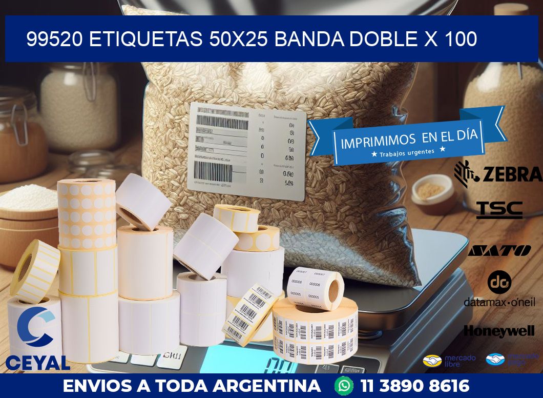 99520 ETIQUETAS 50X25 BANDA DOBLE X 100