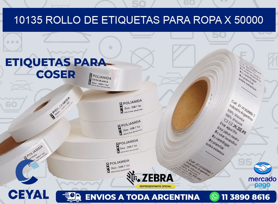 10135 ROLLO DE ETIQUETAS PARA ROPA X 50000