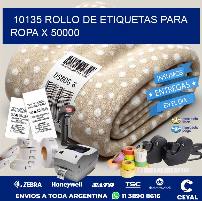 10135 ROLLO DE ETIQUETAS PARA ROPA X 50000