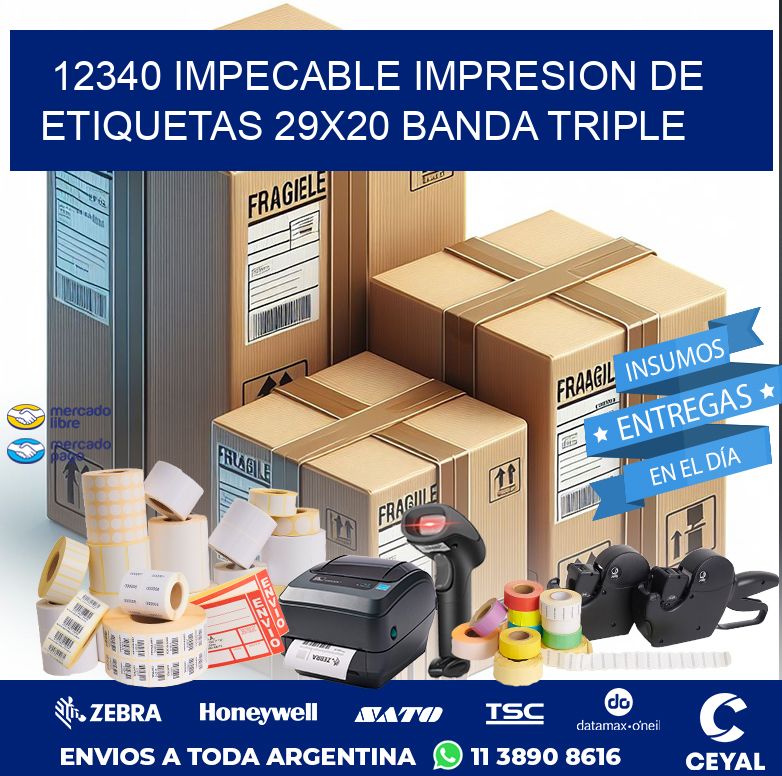 12340 IMPECABLE IMPRESION DE ETIQUETAS 29X20 BANDA TRIPLE