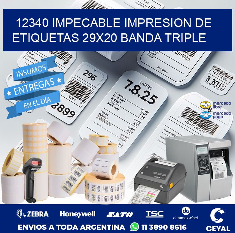 12340 IMPECABLE IMPRESION DE ETIQUETAS 29X20 BANDA TRIPLE