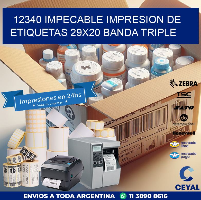 12340 IMPECABLE IMPRESION DE ETIQUETAS 29X20 BANDA TRIPLE